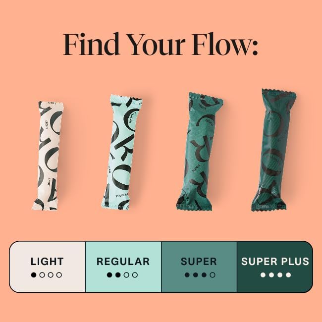 Cora organic tampons packaging showing 36 count variety pack contents