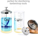 Close up of Gusnilo sanitizer jar stainless steel lift out tray