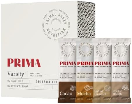 PRIMA ANCESTRAL PROTEIN BAR Grass Fed Protein Bars, 7 Pack – Animal-Based Protein Bar with Beef Tallow, Raw Honey, Seed Oil Free, Low Carb, Gluten-Free – Healthy, Energy Snacks for Clean Lifestyle (7 Pack, Variety Pack) - Image 2