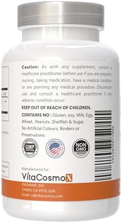 VitaCosmoX Diosmin non-GMO and gluten-free vegetarian capsules product packaging details