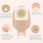 Heagimed two piece ileostomy pouch highlighting the secure buckle ring attachment system
