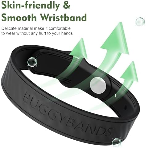 Child and adult wearing BuggyBands mosquito repellent bracelets outdoors