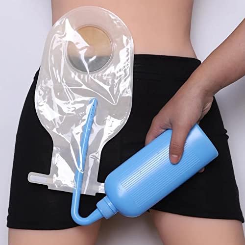 Instructions for using the colostomy bag washing tool for stoma maintenance.