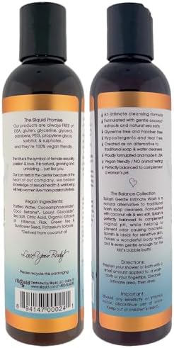 Sliquid Splash Gentle Intimate Cleanser 8.5 Fluid Ounce bottle showing organic botanical ingredients.