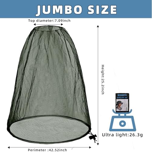 Two pack mosquito head net set in olive green color