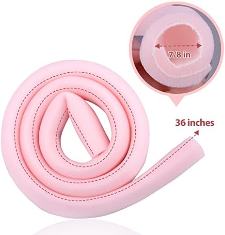 Pink tubular foam toe protector being cut with scissors for custom fit.
