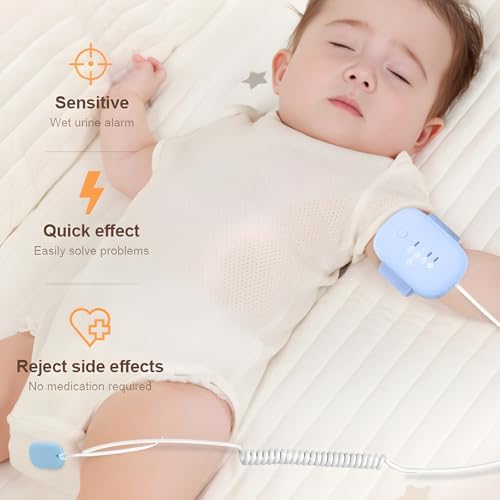 Wearable nocturnal enuresis alarm for boys and girls in blue colorway