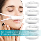 External nasal dressing holder for post-rhinoplasty recovery showing elastic strap detail.