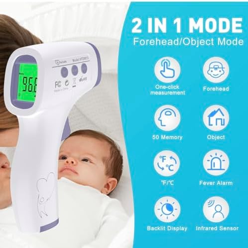 Handheld no-touch thermal temperature scanner for home and office use.