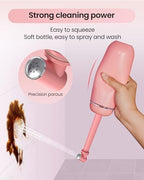 Leakproof travel peri bottle with rotary valve and double seal