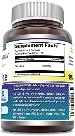 Side view of Amazing Nutrition brain focus capsules bottle detailing USA manufacturing standards.