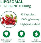 UpNourish liposome encapsulated berberine supplement showing ninety vegan capsules label