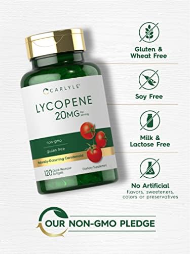 Authentic Carlyle Lycopene 20mg bottle showing the imported premium formula details