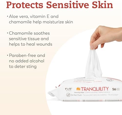 Close up of Tranquility hypoallergenic adult cleansing wipes