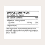 Thorne Magnesium Bisglycinate supplement side panel showing supplement facts and ingredient list.