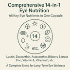 Side view of Evervision 14 in 1 eye vitamins bottle showing daily dosage