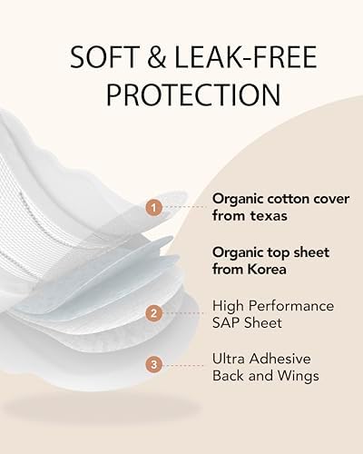 OCBON organic cotton feminine pads showing wings and absorbent texture