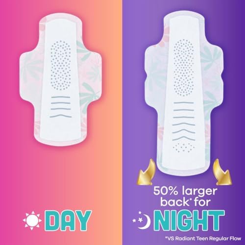 Close up of Always Radiant Teen Size 4 overnight pad back coverage