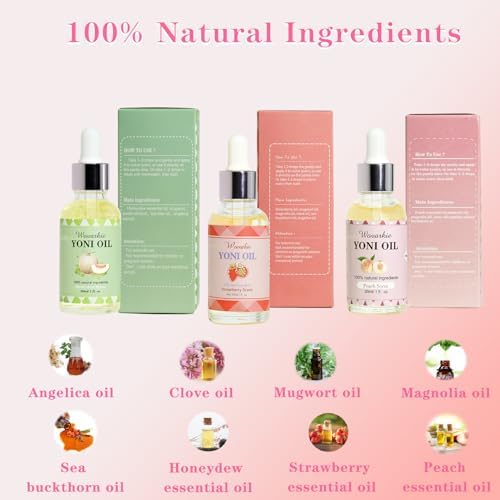 Three pack of Wovarkie feminine essential oils for natural vaginal health and freshness.