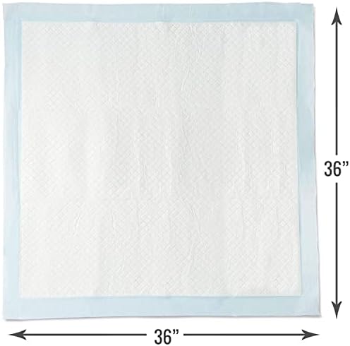 DMI thirty-six by thirty-six inch underpad laid out on a home mattress demonstrating comprehensive surface coverage.