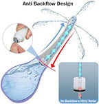 SewXew purple enema bulb showing the anti-backflow valve mechanism for hygiene.