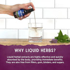 Close up of the ingredient facts label on WishGarden Herbs Deep Stress highlighting Holy Basil and Skullcap blend.