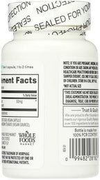 Whole Foods Market Pycnogenol supplement bottle showing ingredient panel and nutrition facts