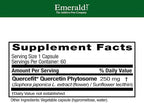 Emerald Labs Quercetin Complex supplement facts label highlighting 250 mg Quercefit dosage.