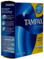 Tampax 20 count box showing unscented and chlorine free labels