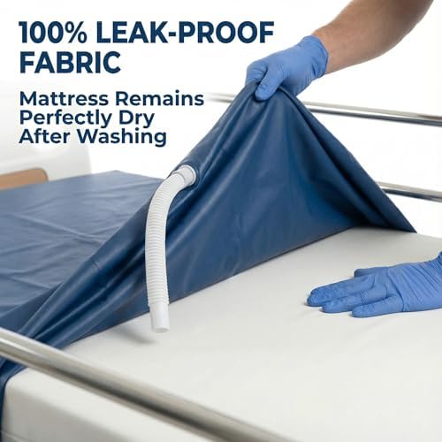 Patient washing sheet deployed on a hospital bed demonstrating the secure anchor straps.