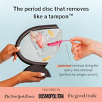 Small and large medical grade silicone menstrual discs for leak free protection.