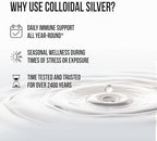 Sovereign Silver immune support two fluid ounces packaging displaying directions for adults and children