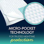 GoodNites twin size disposable sheet protector displayed flat to illustrate the 2.4 by 2.8 feet coverage area