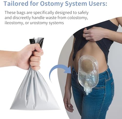 Pack of 50 pieces Plus Tard disposable bags for managing incontinence pads and stoma care waste.
