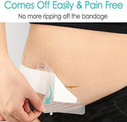 Hola Health four by eight inches abdominal bandage applied safely on a surgical incision mockup