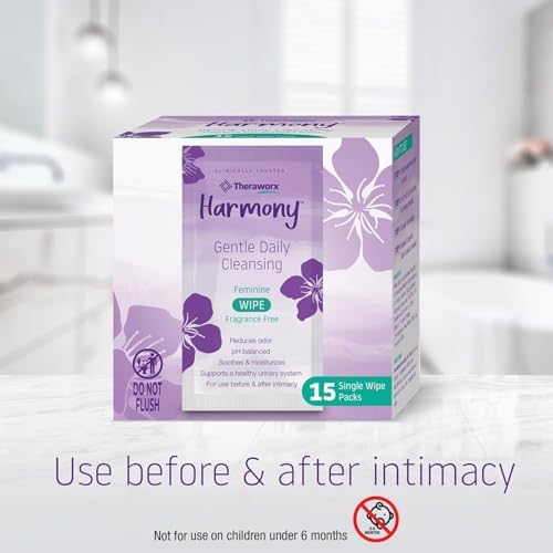 Theraworx Harmony daily feminine care wipes ingredients and directions for use.