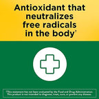 Side view of Nature Made Vitamin E 100 liquid softgels showing supplement facts and usage instructions