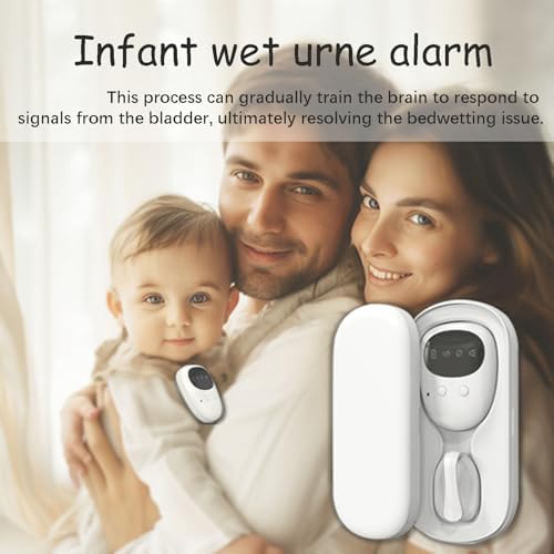Wireless enuresis sensor for boys and girls showing three alert mode indicators