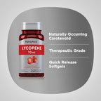 Side angle view of USA imported Piping Rock Lycopene bottle showing supplement facts and serving size