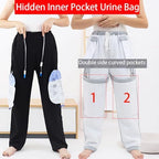 Elderly patient wearing discreet catheter trousers for nephrostomy care