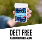 Close up of the plant based DEET free ingredients list on the back of Aunt Fannie's insect wipes.