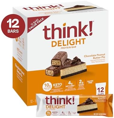 think! Delight Protein Bars, Chocolate Peanut Butter Pie, Low Sugar & Low Carb Gluten-Free Snack, Keto Friendly Snacks, 12 Count (Packaging May Vary) - Image 3