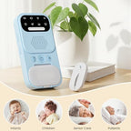 Caregiver holding the wireless receiver showing the long distance signal range.