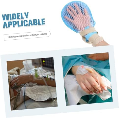 Adult safety mittens with adjustable wrist straps for hospital use.
