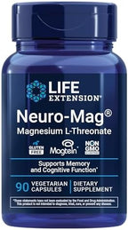 Life Extension Neuro-Mag ninety vegetarian capsules supplement facts label and ingredient list.