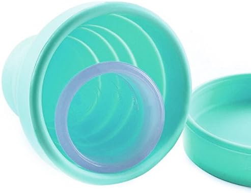 Compact collapsed view of Lucky Clover travel cup for easy storage.