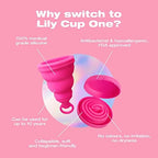 Side profile of Intimina Lily Cup One highlighting the leak-proof double rim design.