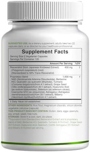 Extra strength Trans Resveratrol supplement bottle showing third party lab tested purity seal