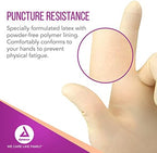 Textured palm detail of Dynarex powder free latex gloves for grip