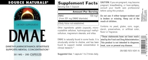 Imported USA brain health supplement by Source Naturals displaying clear allergen free details.